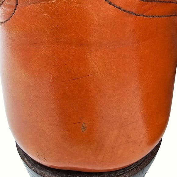 Kangaroo Exotic Bona Allen Cowboy Boots Mens 8D Rust Orange Leather Western 8268 - Picture 16 of 16